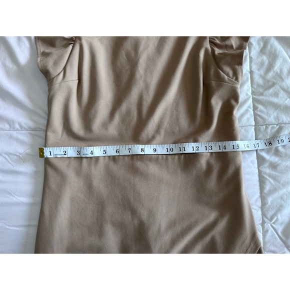 LENA NYC Assymetric Dress Size Large Beige Lined Elegant Night Out EUC - Picture 5 of 12